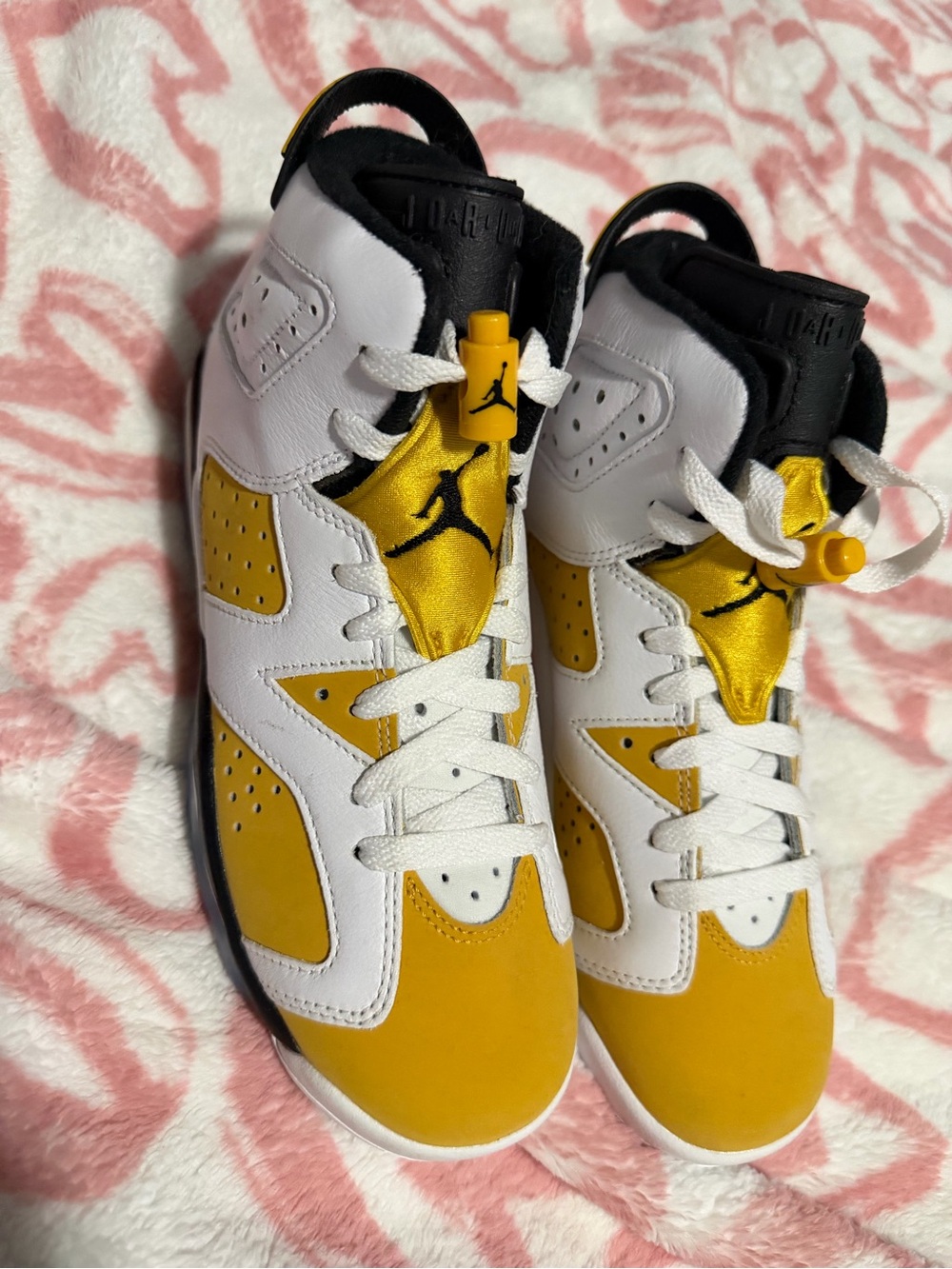 Jordan Kids White and Yellow High-Top Sneakers